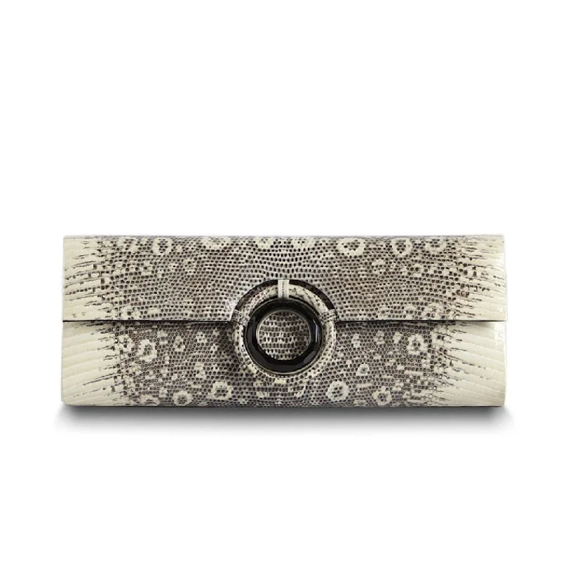 Today’s Special Grommet Roll Clutch - Black and White Exotic Ring Lizard