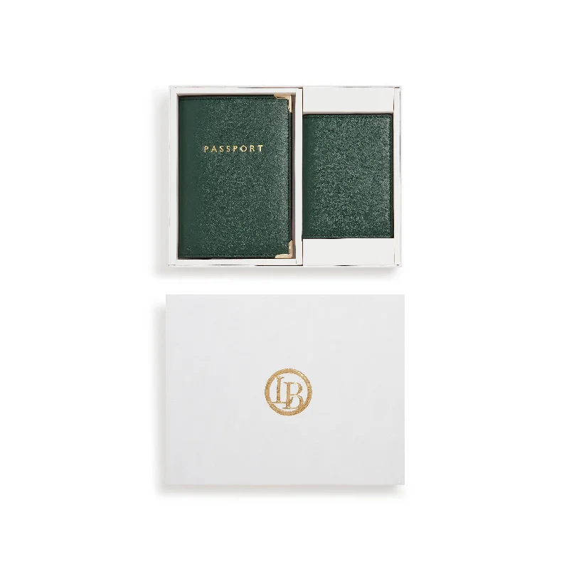 Final Sale Nutcombe Green Passport Holder & bi-fold CC holder Gift Box