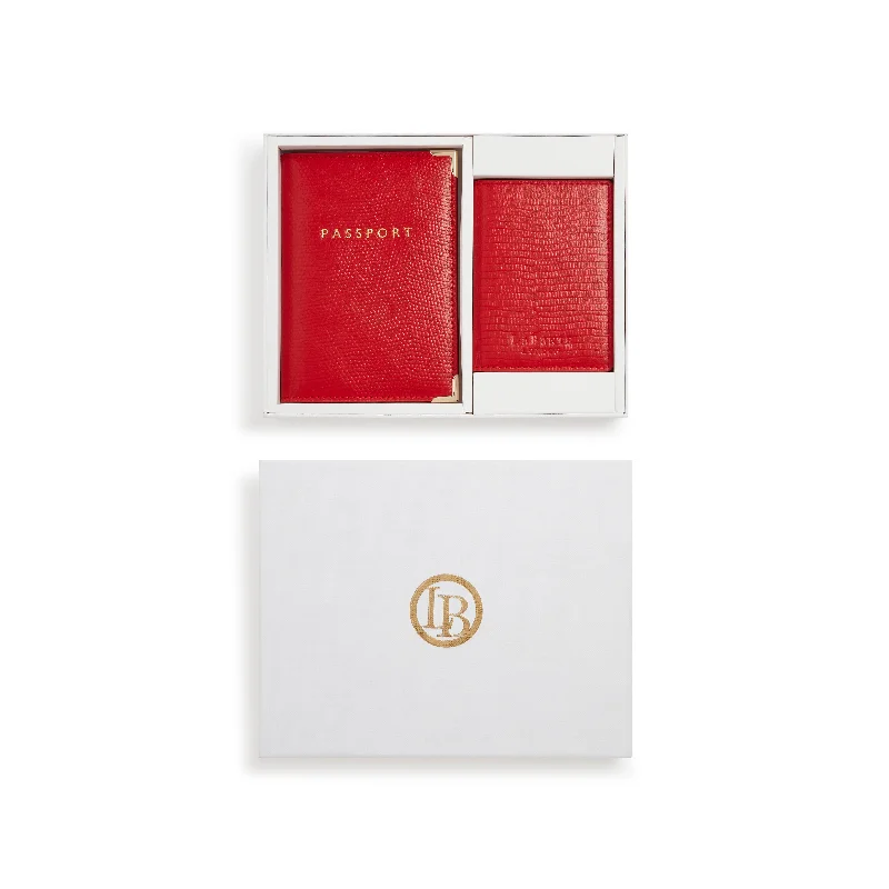 Special Discount Nutcombe Red Passport Holder & bi-fold CC holder Gift Box