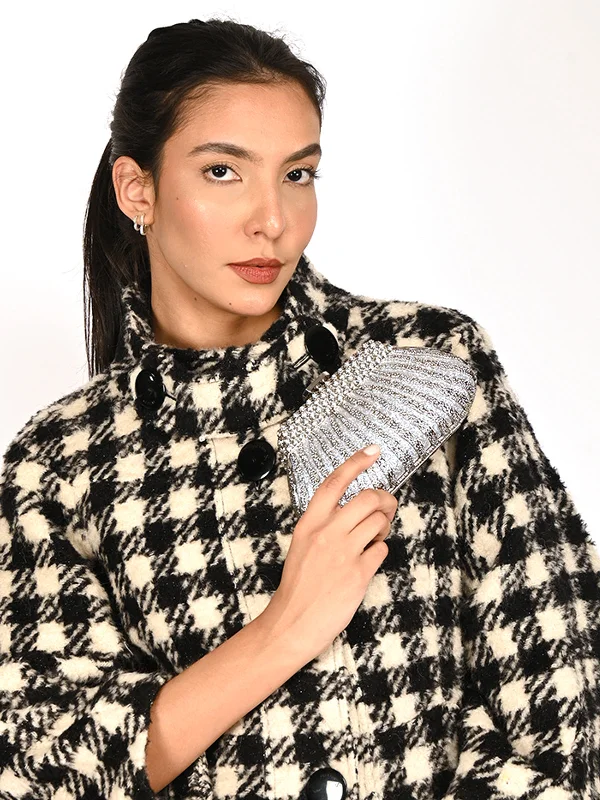 Reduced Prices Odette Silver Metal Clutch For Women