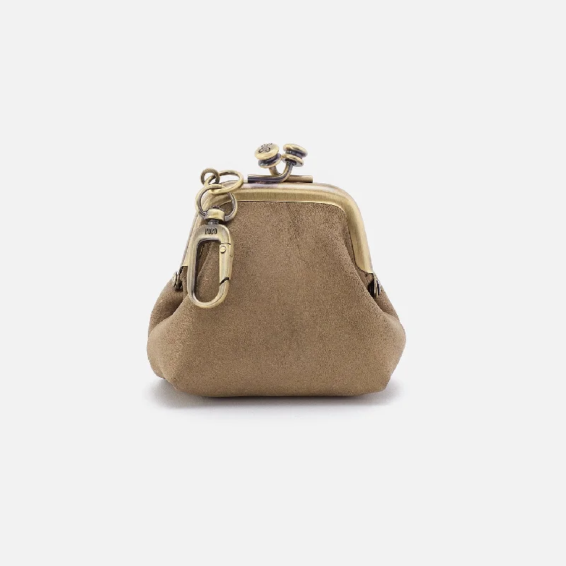 Quick Sale Run Frame Pouch In Metallic Leather - Burnished Sage