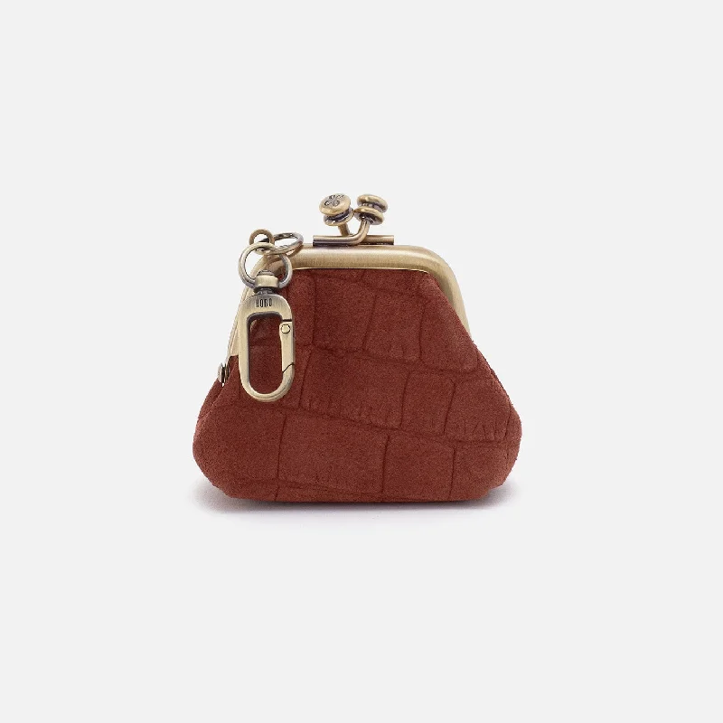 New Markdowns Run Frame Pouch In Suede - Sequoia Croc Emboss