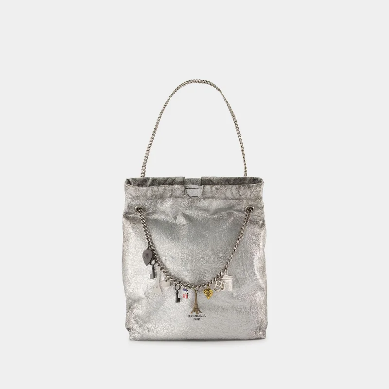 Overstock Sale Crush Tote M Shoulder Bag - Balenciaga - Leather - Silver