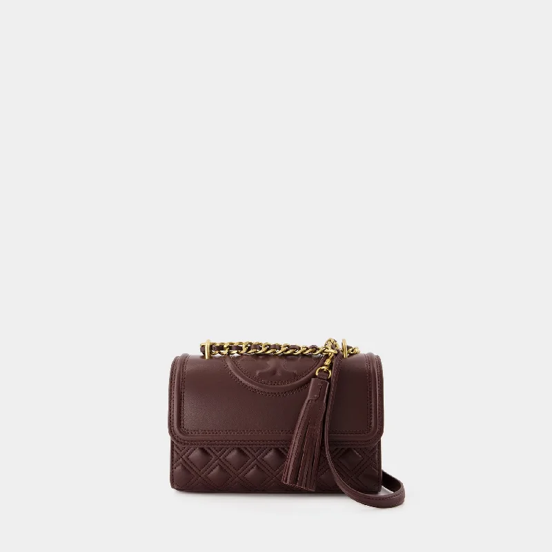 Instant Savings Fleming Small Shoulder Bag - Tory Burch - Leather - Brown