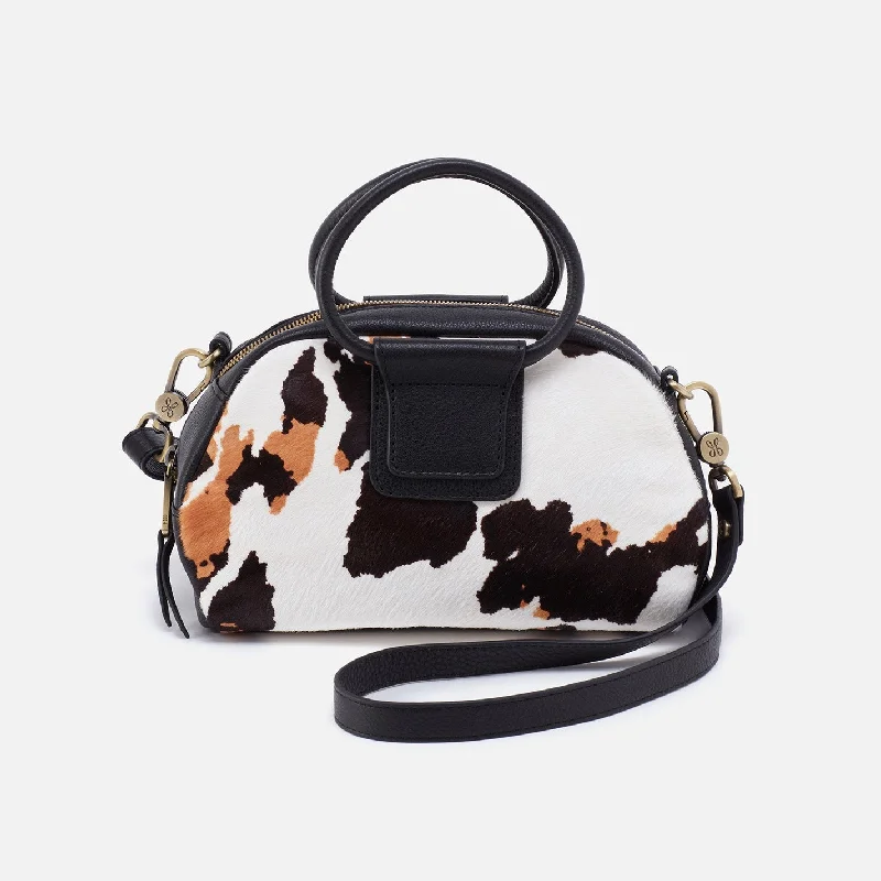 Best Seller Sheila Small Mini Satchel in Hair-On Leather - Cow Print Black and Brown