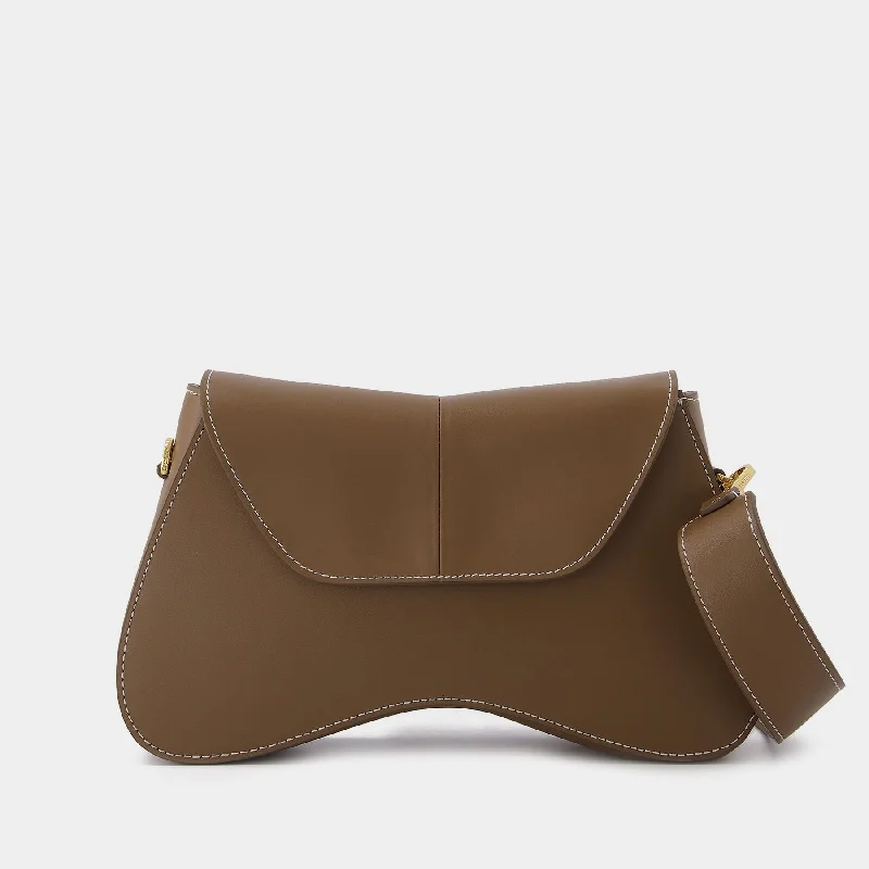 Hurry Up Space Bag in Grey Leather with White Stitching