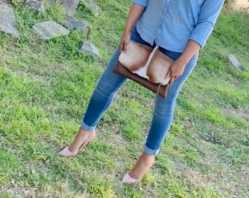 Savings Alert Springbok and Leather Convertible Crossbody (low white mohawk)
