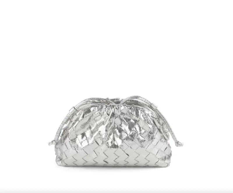 Mega Sale Woven Cloud Clutch Metallic Silver