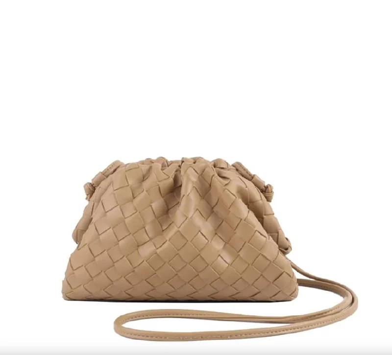 Season Finale Sale Woven Cloud Clutch Tan