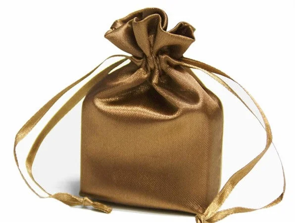 Weekend Deals That Please 5x7 Antique Gold Elegant Satin Bags - 12 pcs