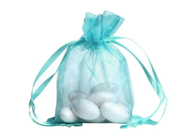 Limited Quantity 5x7 Turquoise Sheer Organza Bags -10 pcs