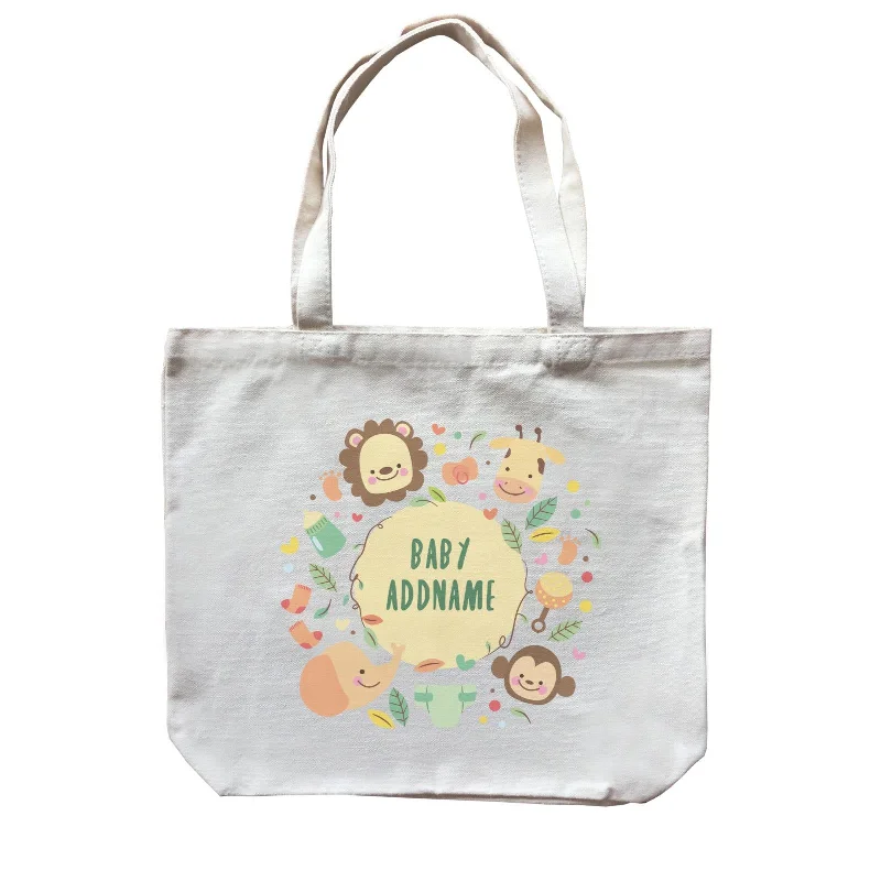 Act Fast Baby Safari Animals with Addname Canvas Bag