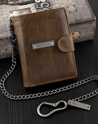 Can't Be Beat Brown Leather Men's Trifold Small Biker Wallet Chain Wallets Badass Wallet with chain For Men Can't Be Beat Brown Leather Men's Trifold Small Biker Wallet Chain Wallets Badass Wallet with chain For Men