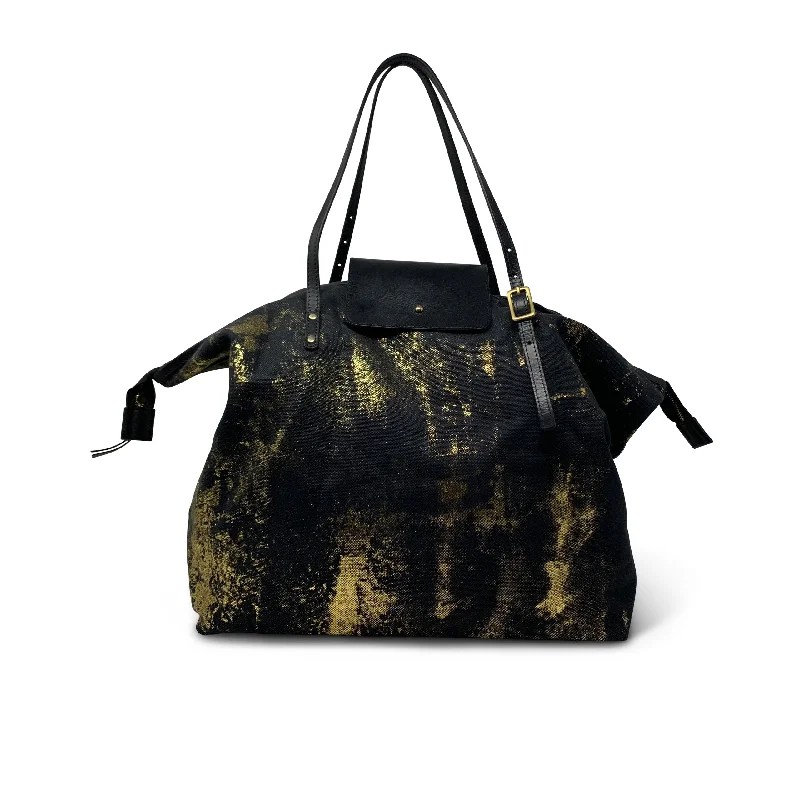 Best Seller Black Gold Splatter Henley Fold Up