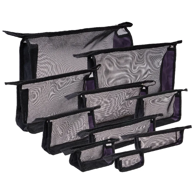 Early Bird Discount Black Mesh Travel Organizer Bag Set - 10 PC