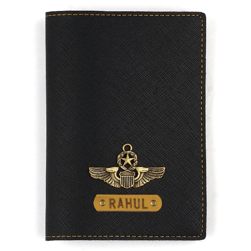 Savings Bonanza Personalized Black Textured Passport Cover