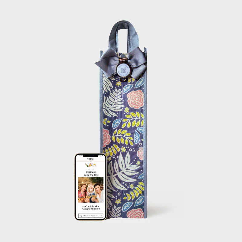Shop and Save Bloom | Wine | Reusable Gift Bag + QR Greeting Card