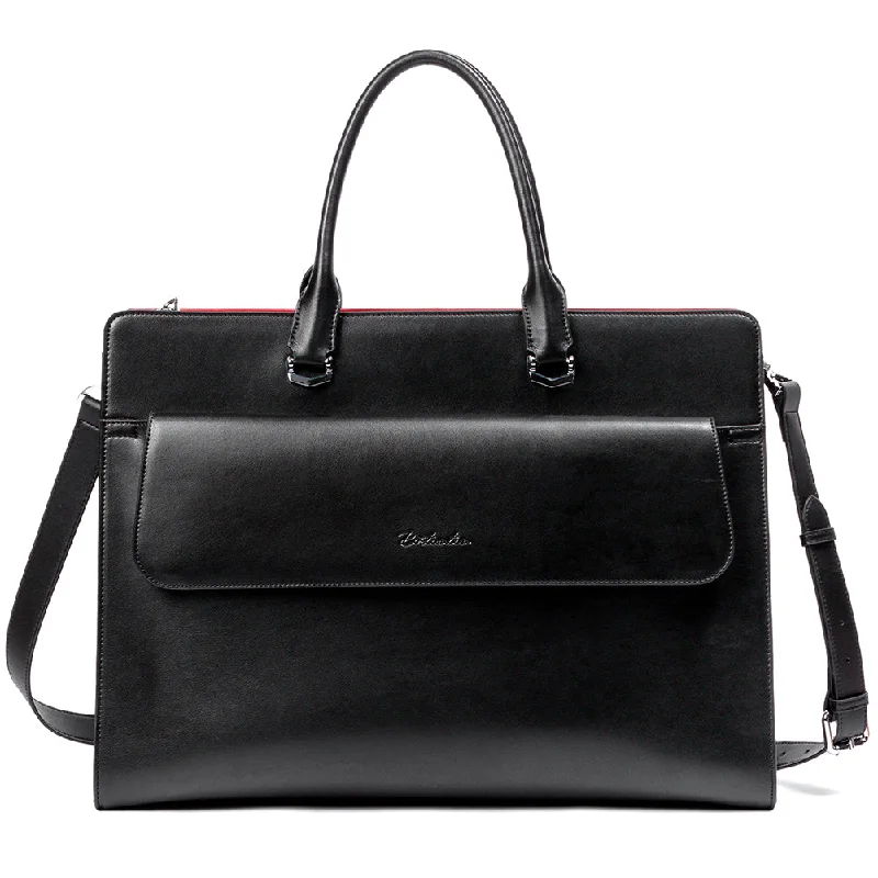 Weekend Steals Await Mizuki Black Leather Briefcase Women's - Messenger Bags