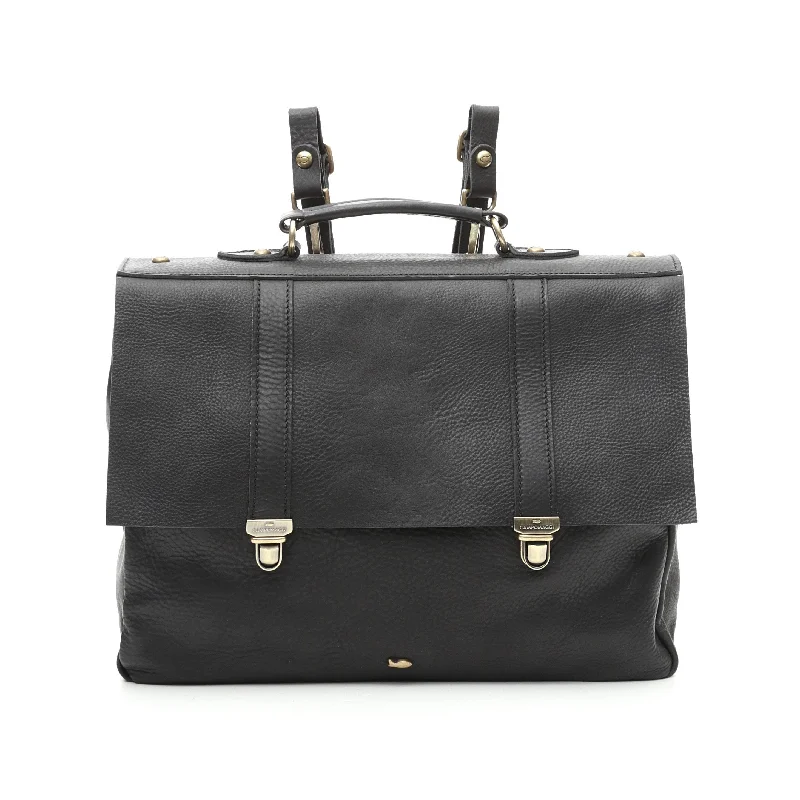 Celebrate the Weekend with Discounts Campomaggi Leather Briefcase Backpack, Black