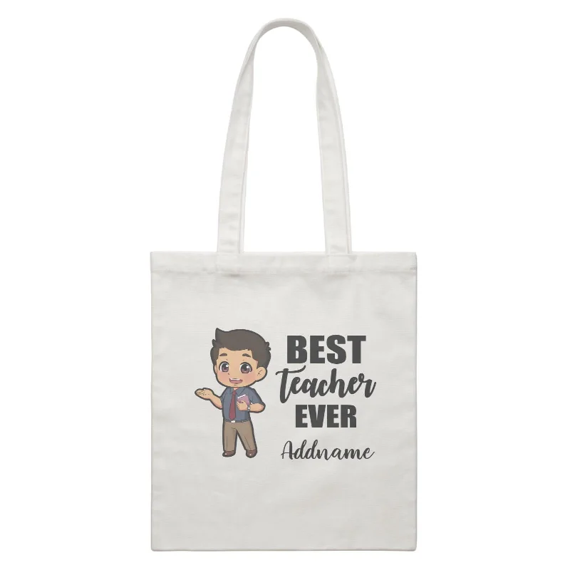 Weekend Special Chibi Teachers Malay Man Best Teacher Ever Addname White Canvas Bag