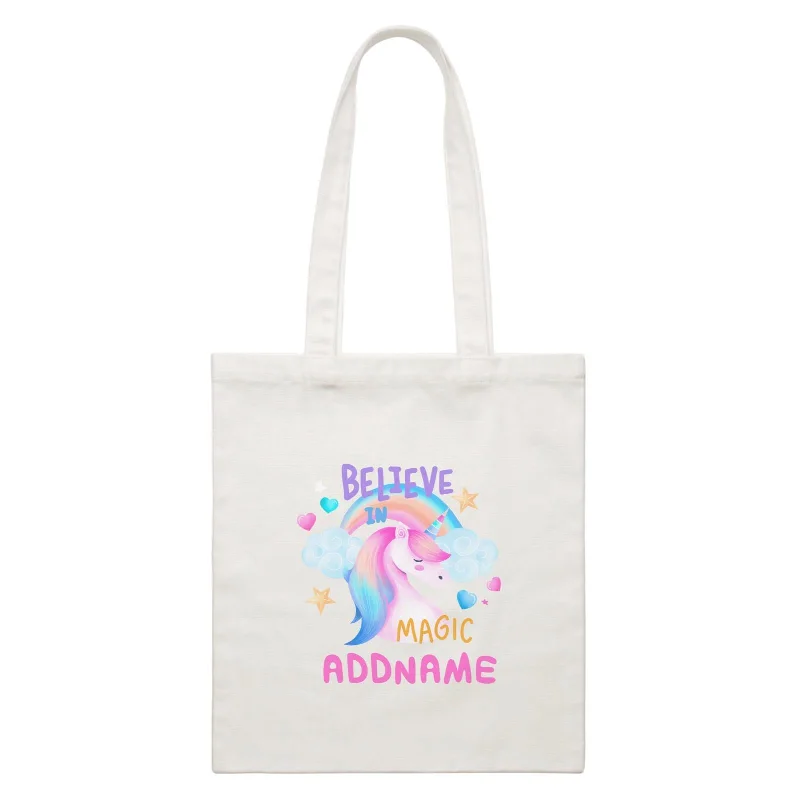 Value Pack Children's Day Gift Series Believe In Magic Unicorn Addname  Canvas Bag