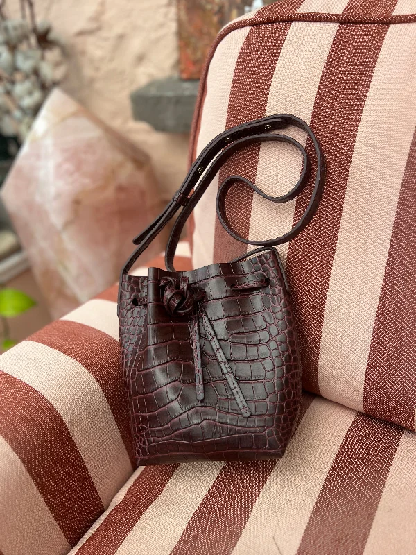 Weekend Steals Await Madrid Leather Mini Bucket Bag | Chocolate