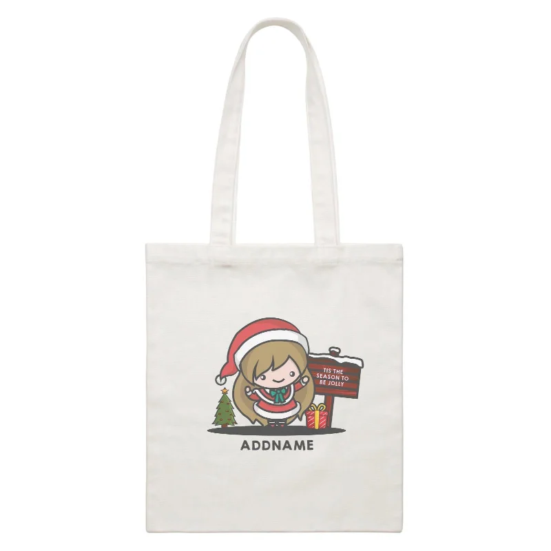 Big Deal Christmas Cute Jolly Series Santa Girl Addname Canvas Bag
