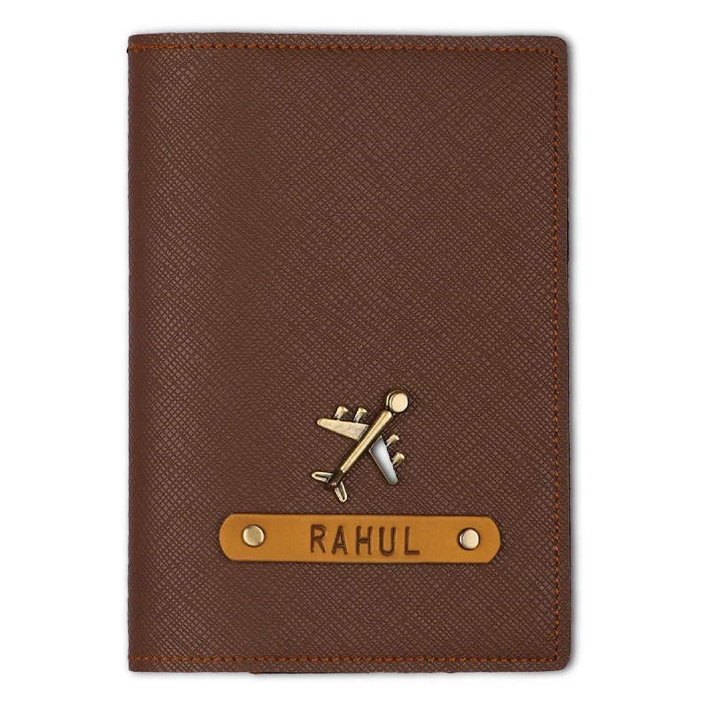 Daily Deals Personalized Dark Brown Textured Passport Cover