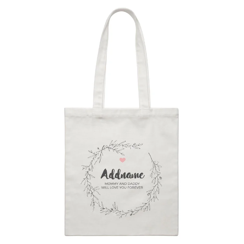 Flash Deal Doodle Wreath Personalizable with Name and Text White Canvas Bag