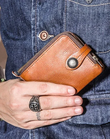 New Deal Genuine leather billfold wallet men zip multi cards vintage wallet for men