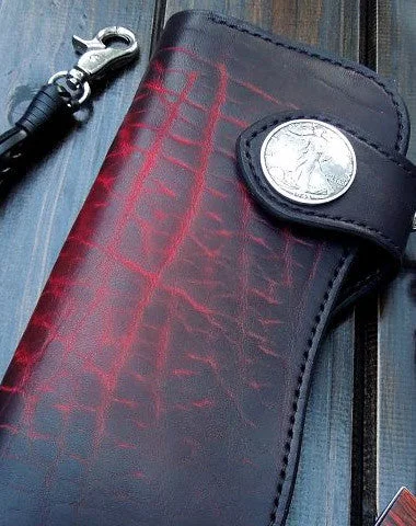 Act Now Handmade biker wallet black leather punk long trucker wallet chain bifold long wallet for men Act Now Handmade biker wallet black leather punk long trucker wallet chain bifold long wallet for men