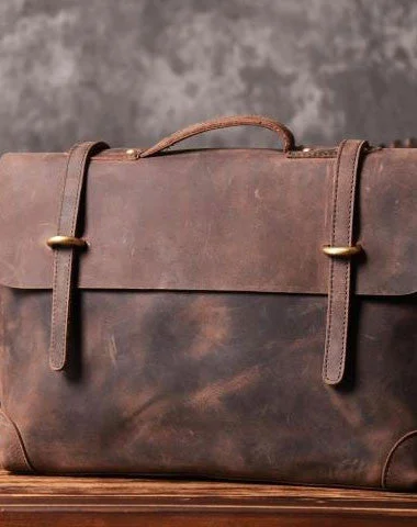 Weekend Discounts to Snag Handmade Cool leather mens Briefcases vintage laptop Briefcase Business Briefcase