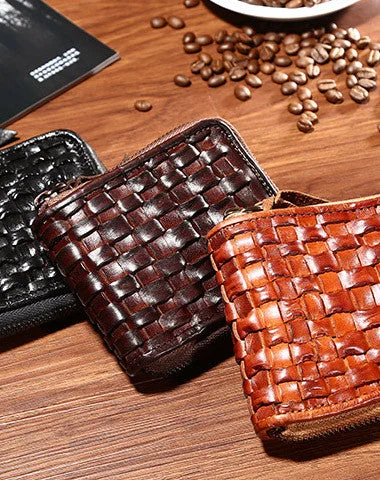 Exclusive Deal Handmade billfold leather wallet men zip braided leather billfold wallet for men him Exclusive Deal Handmade billfold leather wallet men zip braided leather billfold wallet for men him