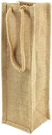 Don't Wait Jute Wine Carry Bag w/ Cord Handle, 14-inch, 5-piece