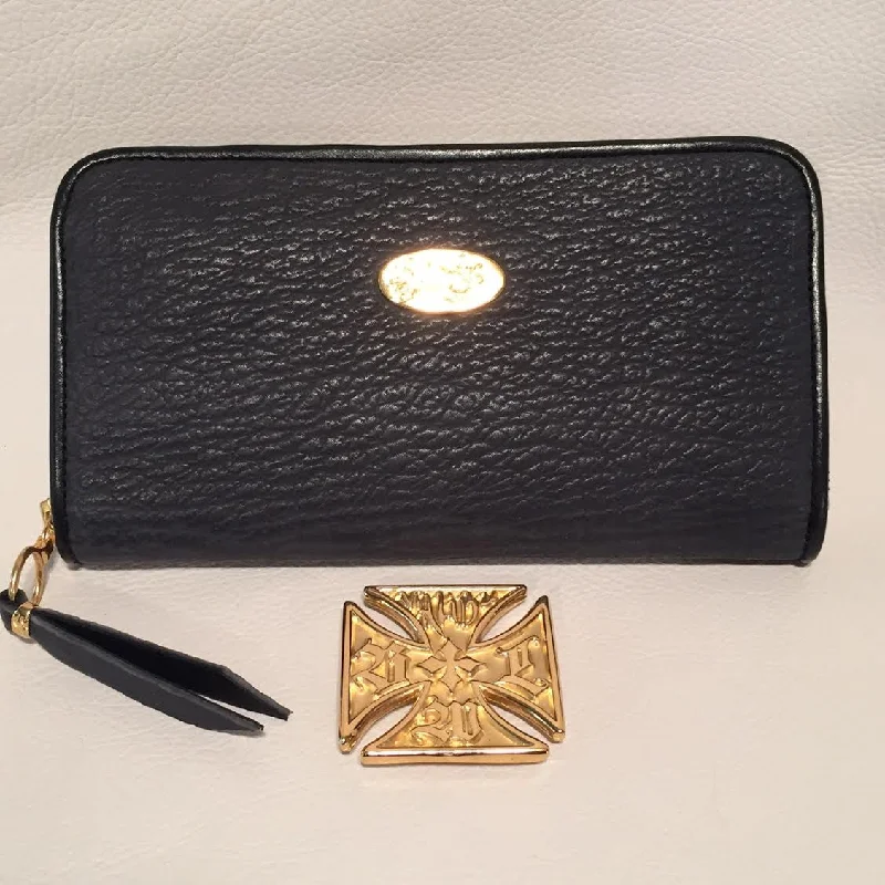 Today's Special Large Zipper Wallet in Dark Navy Blue Shark Leather