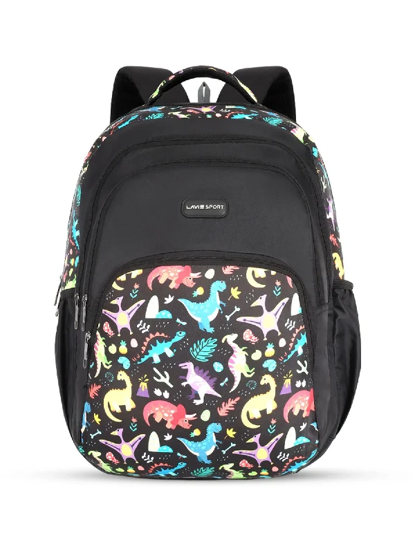Today's Special Lavie Sport Dino 39L Printed School Unisex Backpack with Rain cover for Boys/Girls Black Today's Special Lavie Sport Dino 39L Printed School Unisex Backpack with Rain cover for Boys/Girls Black