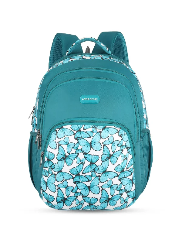 Final Markdown Lavie Sport Blue Fly 39L Printed School Backpack with Rain cover for Girls Teal Final Markdown Lavie Sport Blue Fly 39L Printed School Backpack with Rain cover for Girls Teal