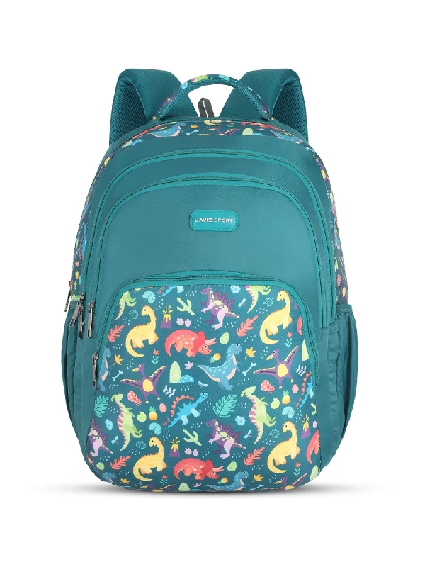 Cash Savings Lavie Sport Dino 39L Printed School Unisex Backpack with Rain cover for Boys/Girls Teal Cash Savings Lavie Sport Dino 39L Printed School Unisex Backpack with Rain cover for Boys/Girls Teal