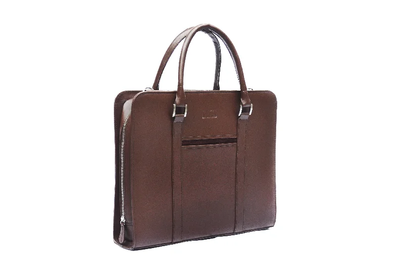 Overstock Sale Leather Laptop Bag - Brown