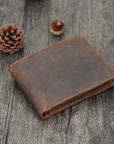 Super Sale Leather Small Mens Wallet Bifold Vintage Trifold billfold Wallet for Men