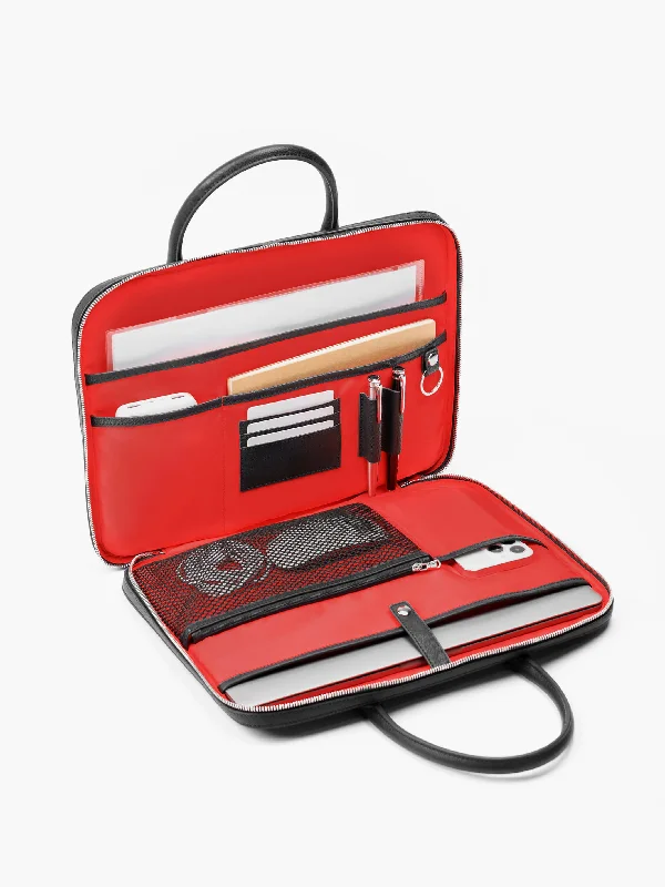 Get More, Spend Less Today Manhattan Slim Leather Briefcase