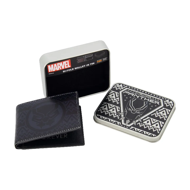 Crazy Savings MARVEL BLACK PANTHER LOGO Bifold Wallet, Slim Wallet with Decorative Tin for Men and Women Crazy Savings MARVEL BLACK PANTHER LOGO Bifold Wallet, Slim Wallet with Decorative Tin for Men and Women