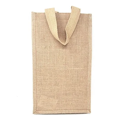 Daily Deals Natural Jute Wine Bag w/Divider, 4 Bottles, 14-inch