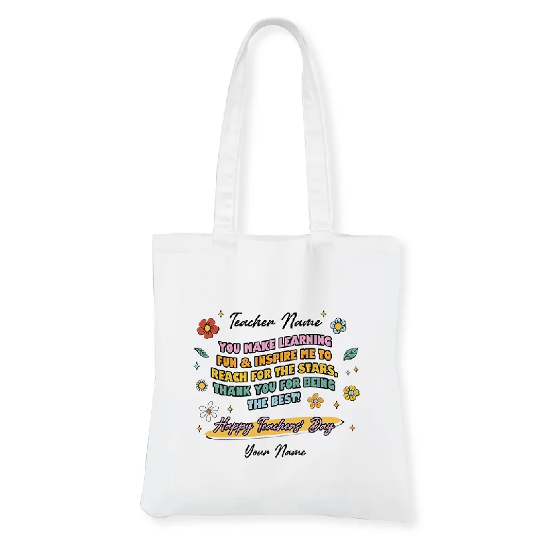 Stock Up Reach for The Stars Quote Canvas Bag
