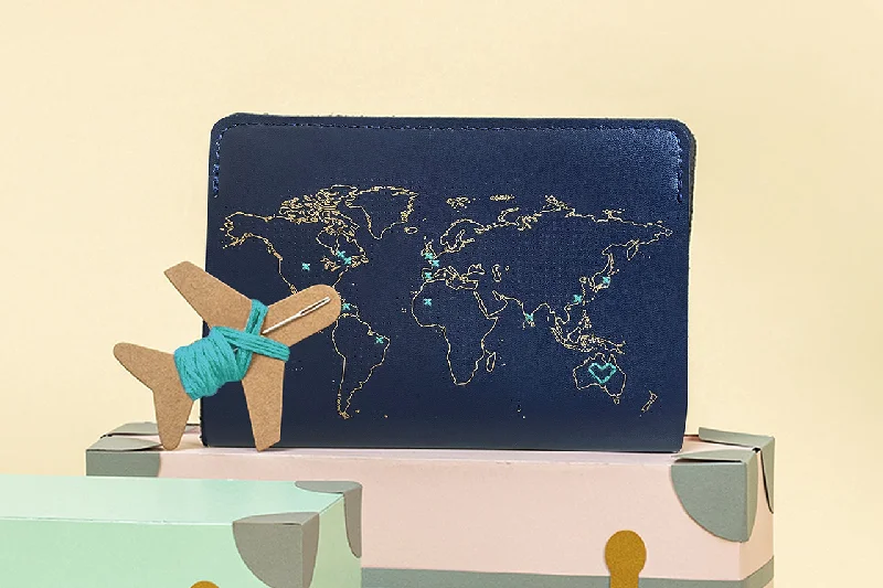 Deal Mania Stitch Passport Cover - Navy (Vegan)