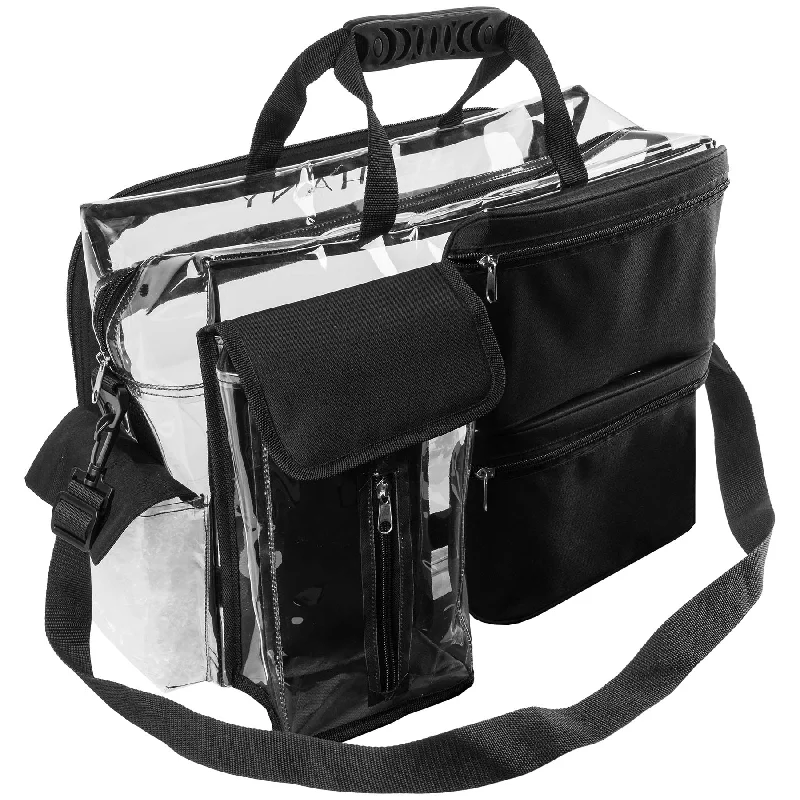 Sale Event Traveling Makeup Artist Bag with Removable Compartments - Clear/Black