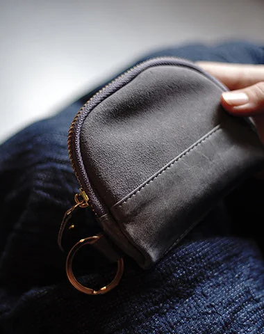 Limited Time Discount Vintage Women Gray Leather Zip Coin Pouch with Keyring Coin Wallet Change Wallet For Women Limited Time Discount Vintage Women Gray Leather Zip Coin Pouch with Keyring Coin Wallet Change Wallet For Women