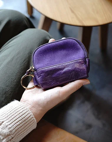 Price Smash Vintage Women Purple Leather Zip Coin Pouch with Keyring Coin Wallet Change Wallet For Women Price Smash Vintage Women Purple Leather Zip Coin Pouch with Keyring Coin Wallet Change Wallet For Women
