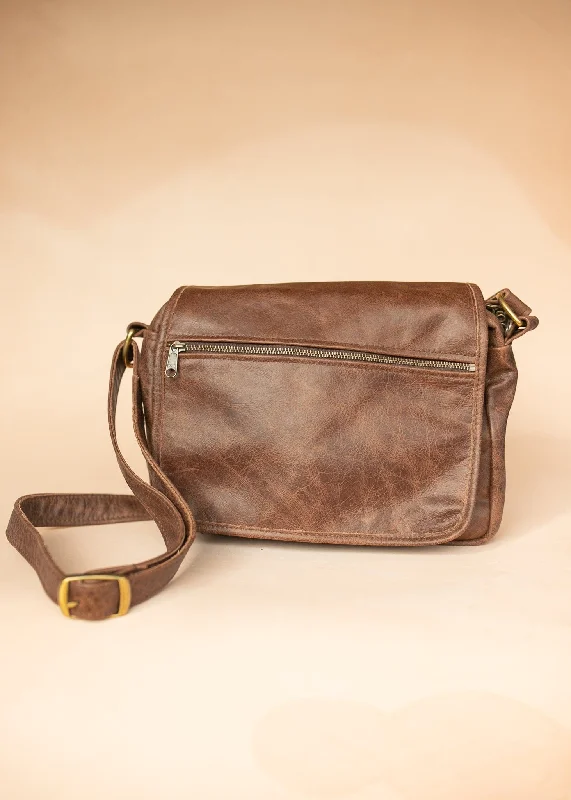Act Fast Zeuss Satchel - Cowhide - Premium Marble Brown
